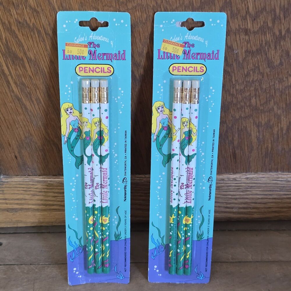 Vintage Little Mermaid Pencils Saban's Adventures 1991 Lot Of 2 Art Drawing